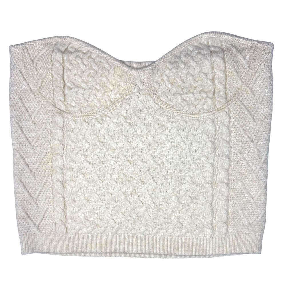 Le Lis Corset Style Cable Knit Top Sweater Top Size Large Cream NWT